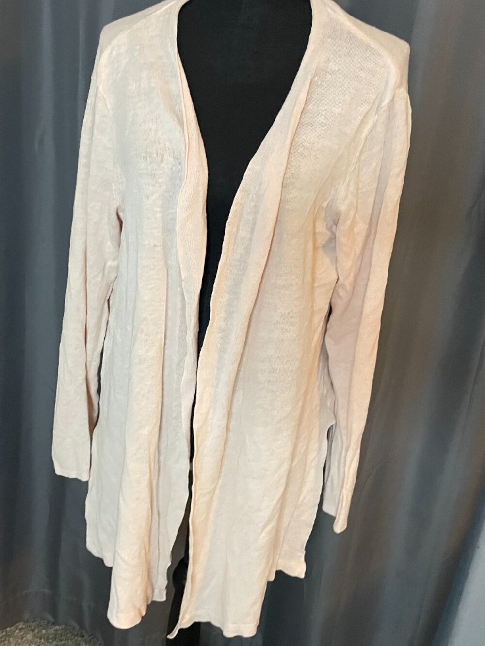 225. Travelsmith Tunic Length Mesh Cardigan, Peach, Size XL, EUC